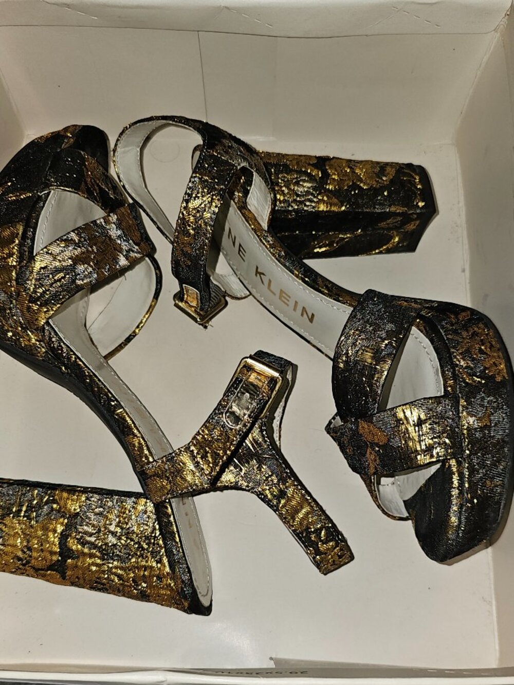 Anne Klein Lalima Gold Floral Platform | Dressy Sandals